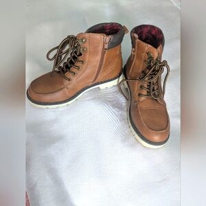 Joe Fresh. Brown Lace-Up Boots with Plaid Lining. Unisex